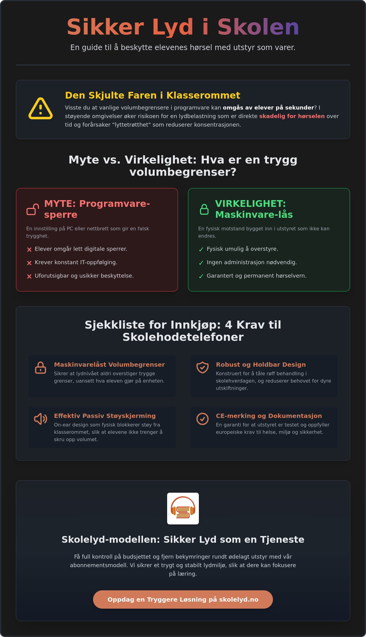 Volumbegrenser på hodetelefoner: Myter og fakta for norske skoler i 2026